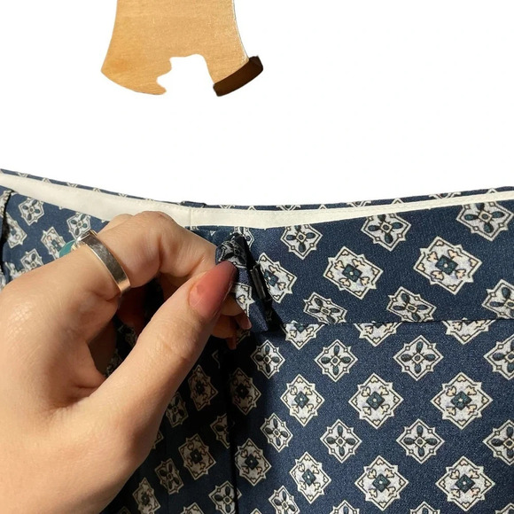 JOSEPH Ben Matt Silk Cravate Blue Diamond Print Silk Trouser Pants Size 42 US 10 - Picture 4 of 10